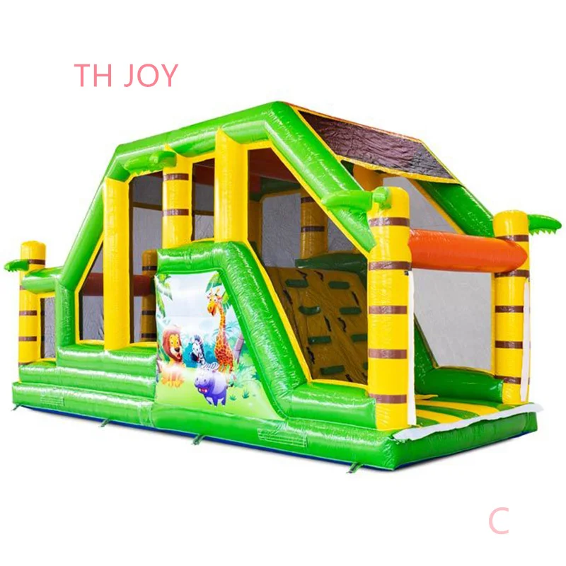 outdoor giant Funny Jungle Race Inflatable Obstacle Course, forest theme inflatable bouncer slide combos