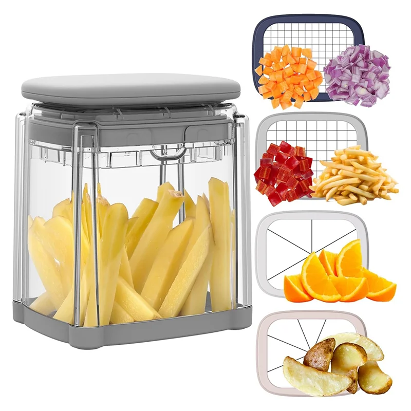 

A84E-Vegetable Choppers Fruit Slicer 4-Blade Veggie Dicer, Potato French Fry Cutter, Wedge Cutter, Onion Chopper