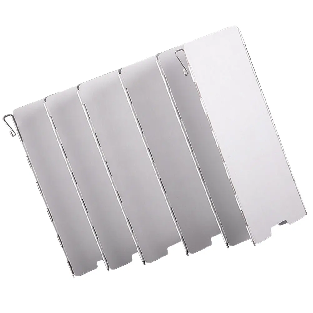

12 Plates Camping Stove Windshield Foldable Reusable Aluminum Wind Guard for Gas Burner Efficient Heat Utilization Windproof