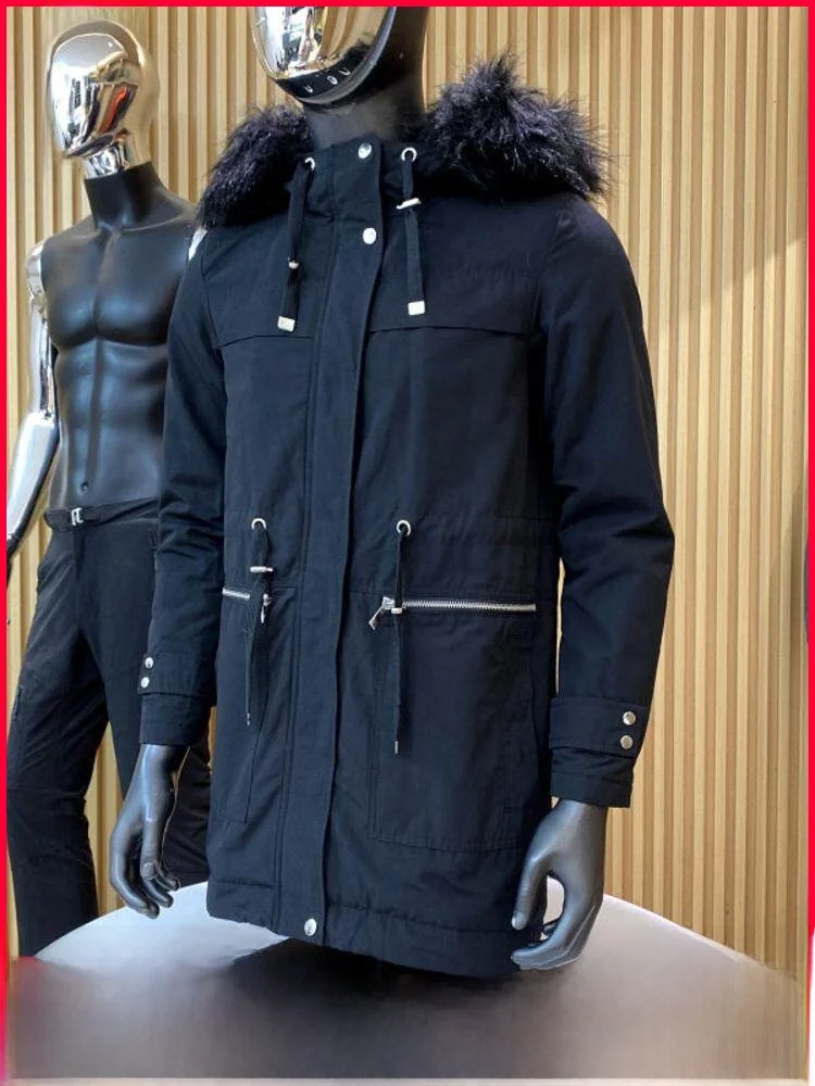 

Detachable Fur Collar Men Women Outdoor Mid-Length Hooded Cotton Jaet Autumn Winter Warm Cozy Walking Small Furnace Coat
