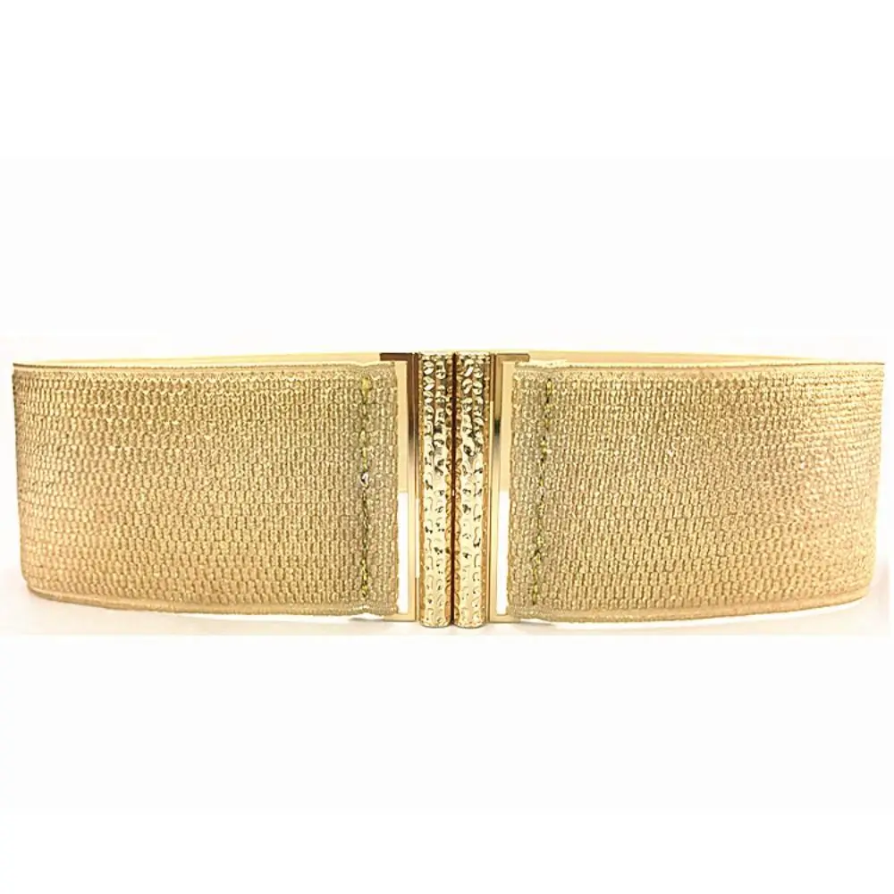 Fashion Symmetrical Buckle Wide Corset Belt Trendy Brand Luxury Design Elastic Waistbands Bohemian Woven Belts For Woman