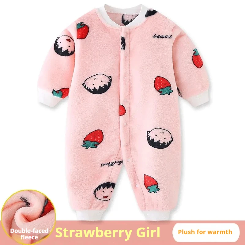 Baby Pajamas Spring Autumn and Winter Thickened Romper Boys and Girls Infant Coral Fleece Fannel Jumsuit Baby Gowns Newborn