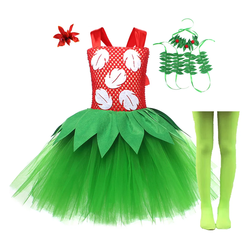 Disfraz de Lilo para niñas, tutú de princesa hawaiana, ropa con guirnalda, vestidos de fiesta de Carnaval y Halloween para niños