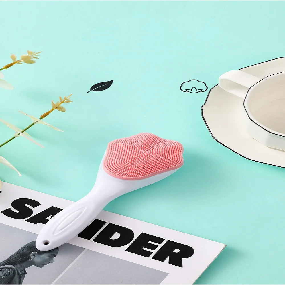 فرشاة غسل الوجه من السيليكون، فرشاة تنظيف الوجه اليدوية بمخلب القط، فرشاة من الفرو الناعم، مقبض بلاستيكي، فرشاة تنظيف يدوية #5