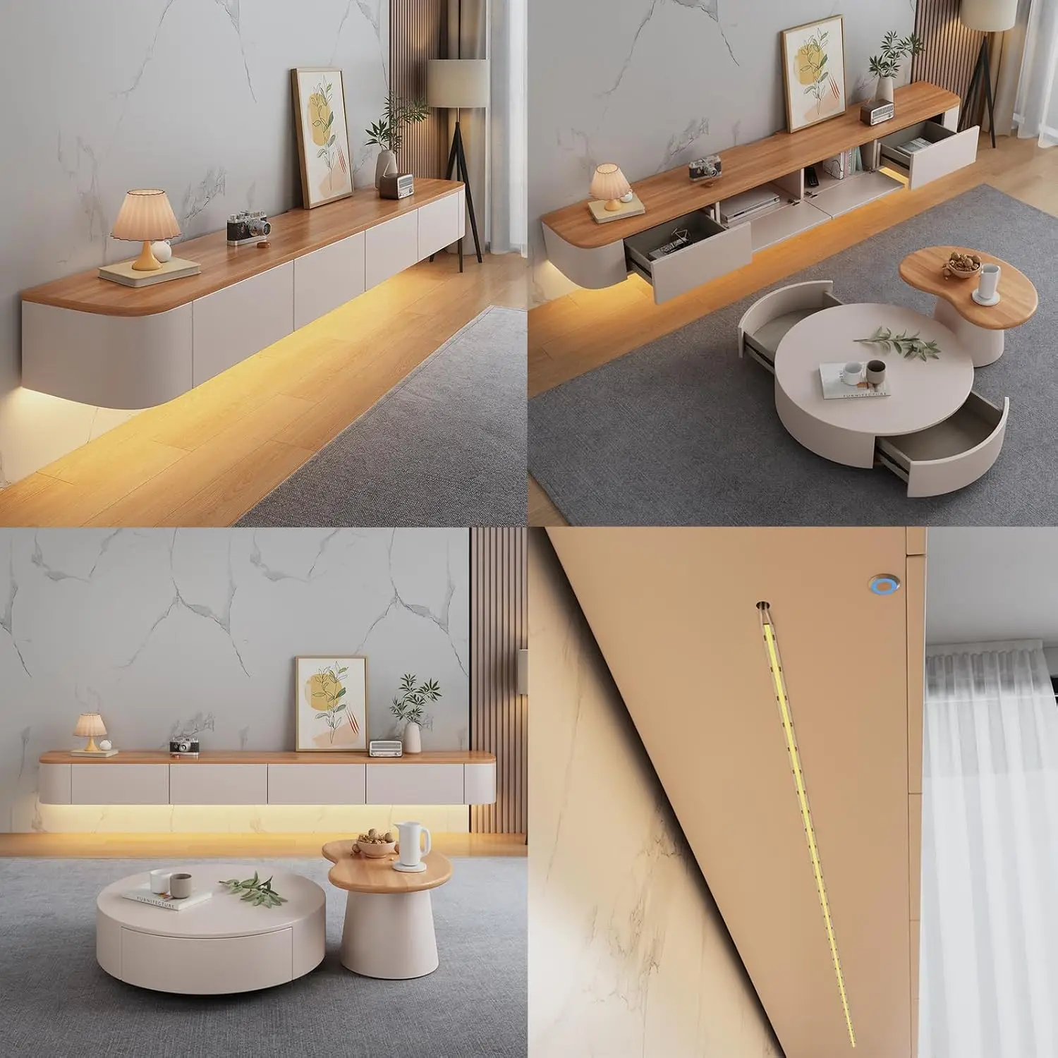 Floating TV Stand Large Floating TV Shelves Wall Mounted Multi Storage Compartment TV Media Console Floating TV, Customized