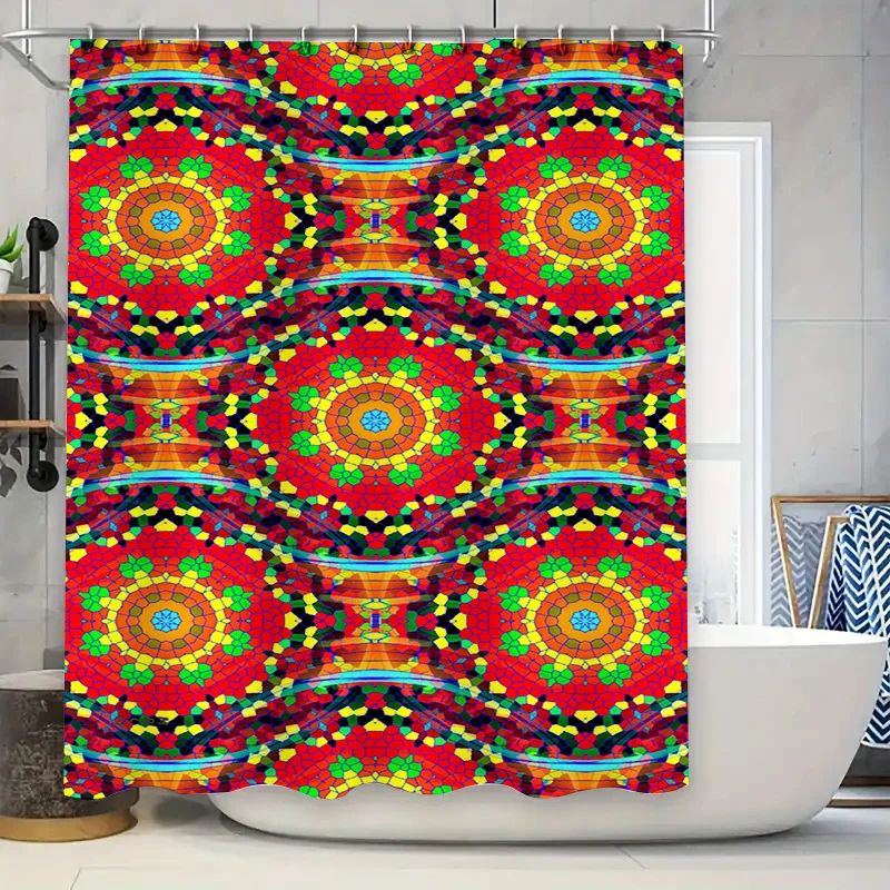 

Kaleidoscope Shower Curtain with Vivid Patterns Bathroom Decor for Modern Home Interior Design 3D Printed Waterproof Fabric