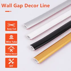 PVC Self-Adhesive Wall Concave Decor Line Wall Interior Gap Decor Strip Home Trim Line Ceiling Baseboard Molding Line Wire Tube