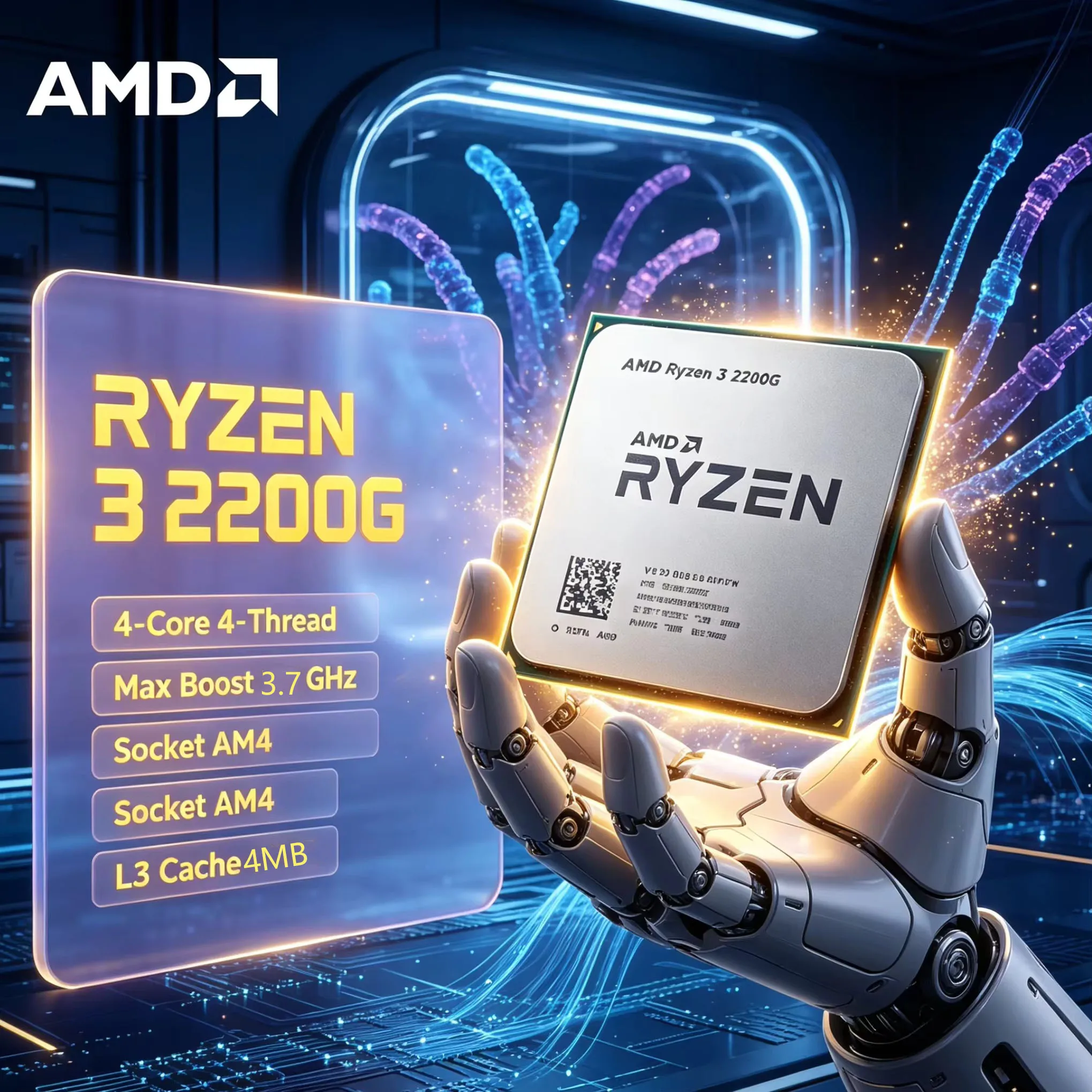 AMD Ryzen 3 2200G CPU for NAS Home Server Mini ITX Build Vega 8 APU Integrated Graphics 4 Core 4 Thread 3.5GHz AM4 Processor