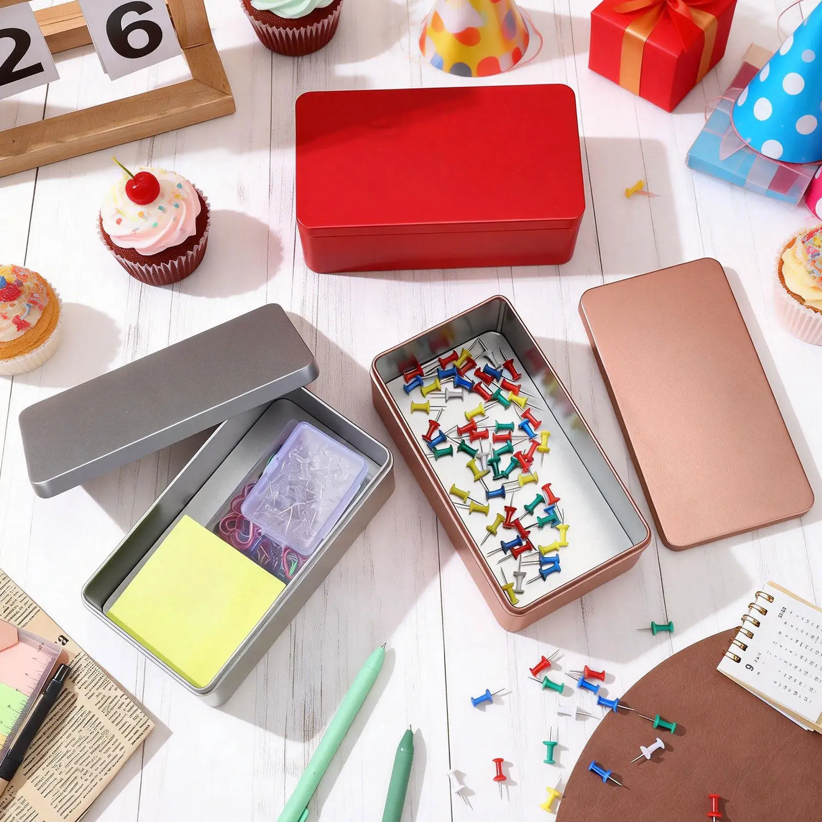 

Набор из 3 маленьких металлических коробок для хранения: для чайных пакетиков, конфет, канцелярских принадлежностей, органайзер для дома, офиса, кладовой, контейнер для чая