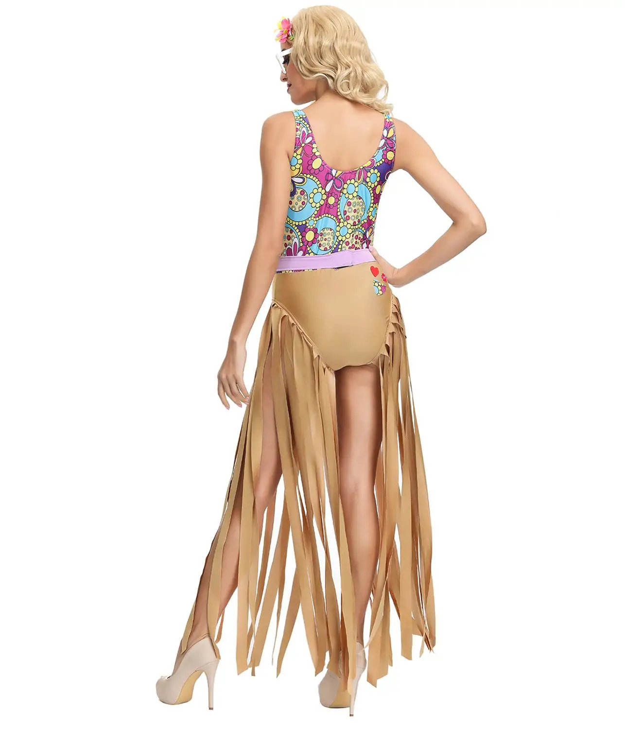 Frauen Quasten Hippie Kostüme Erwachsene 60er 70er Jahre Retro Feelin Groovy Disco Bar Sänger Kleid Karneval Halloween Party Cosplay Kleidung