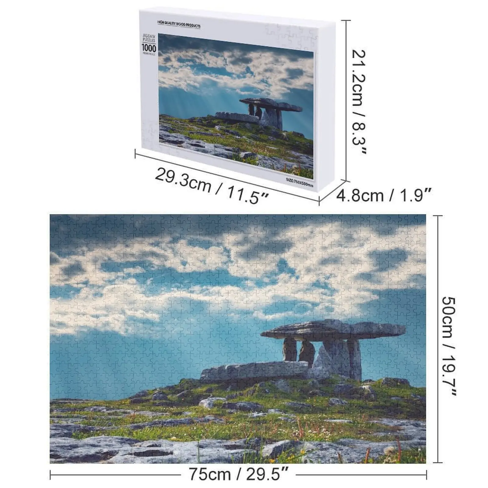Poulnabrone Dolmen بازل قطع الحيوانات الخشبية مخصص هدية الطفل تركيبات خشبية للأطفال لغز