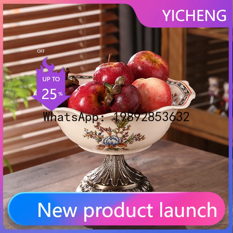 

Ceramic fruit plate villa living room household niche high-footed dried fruit plate classyaccessible luxury creative ornaments