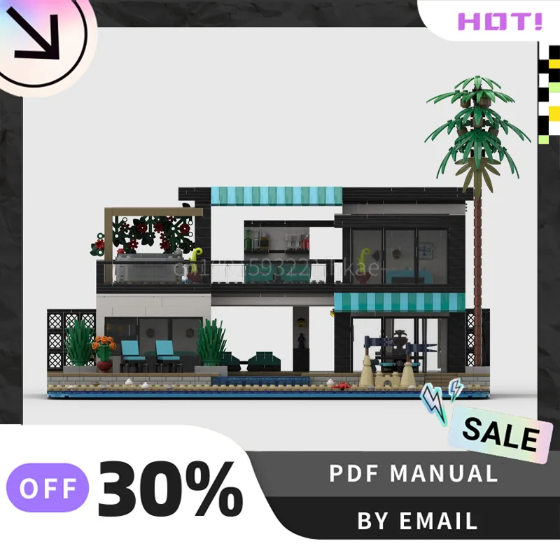 [2674PCS] Customized MOC Caribbean Beach Villa Creative Building Blocks Set STEM Toys DIY Construction Model Kit Birthday Gifts