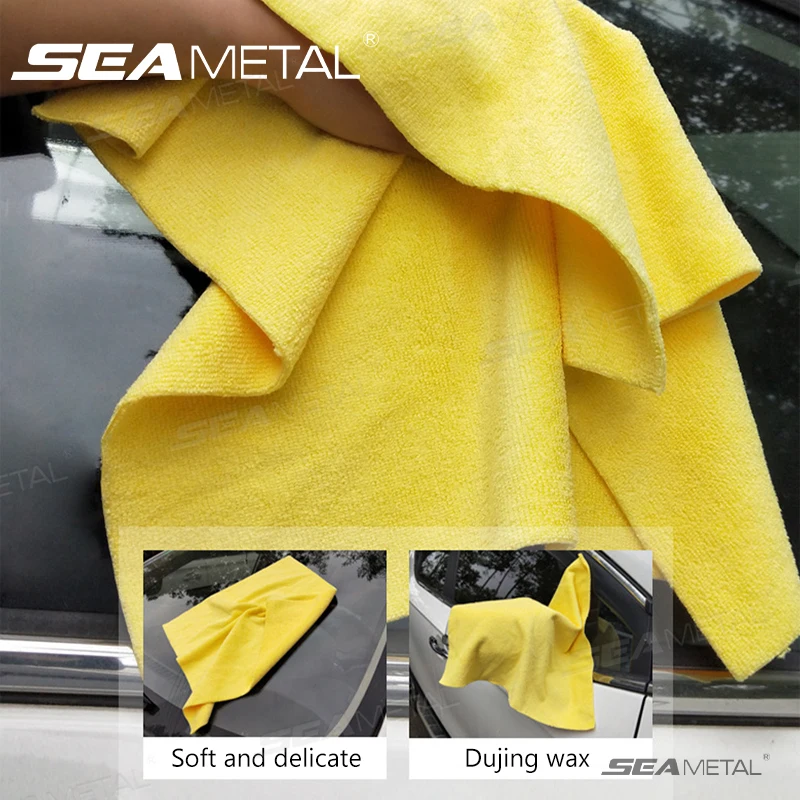 SEAMETAL 40x40cm Edgeless Car Microfiber Towel Super Soft Car Washing Towel Super Absorbent Detailing Drying Cloth Cleaning Rag