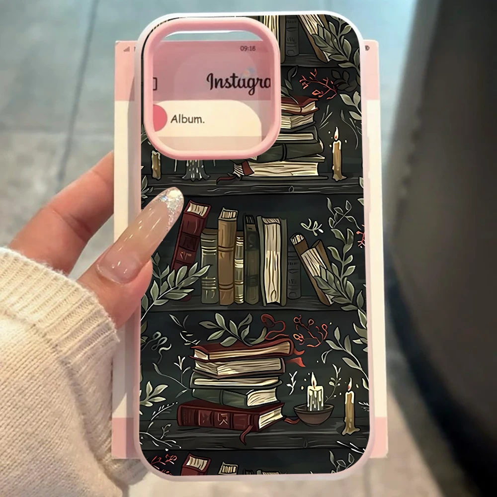 Für Samsung Galaxy A16 A15 A55 A35 A36 A56 S26 S25 S24 Ultra S23 S21 S22Plus Handyhülle mit dunklem Bücherregal-Muster aus Silikon – Detail 5