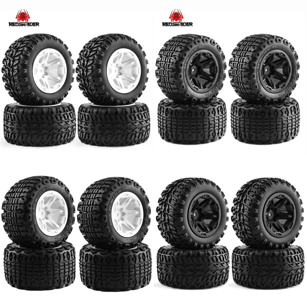 100mm 12mm Hex Rubber Tires Wheels for Pro MJX Hyper Go 14210 16210 1/14 1/16 RC Monster Truck Upgrade
