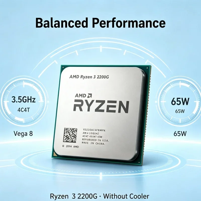 amd-ryzen-3-2200g-cpu-max-boost-37ghz-quad‑core-quad‑thread-vega-8-graphics-65w-tdp-socket-am4-system-rebuild-without-cooler