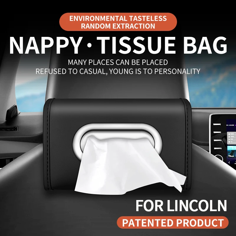 Car Seatback Tissue Organiser Box For Lincoln MKZ MKX Aviator Navigator Continental Corsair Sun Visor Console Tissue Bag view 5