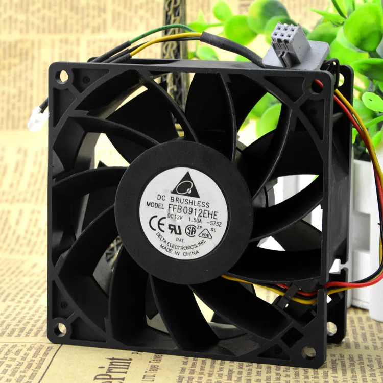 Original,  9038 FFB0912EHE DC 12V 1.5A violent pressurized type, double ball, fan 90*90*38MM
