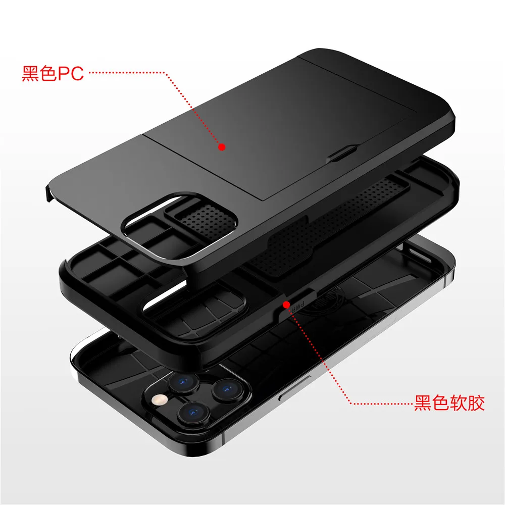 For iPhone 16 15 14 13 Pro Max 12 11 X XS XR Case Hard Armor Phone Case for iPhone 16 pro max 15 14 13 Wallet Card Slide Cover