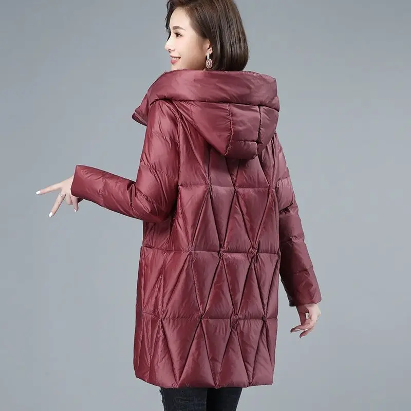 Chaqueta acolchada de algodón para mujer, abrigo largo con capucha, holgado, estilo coreano, para invierno, novedad de 2023