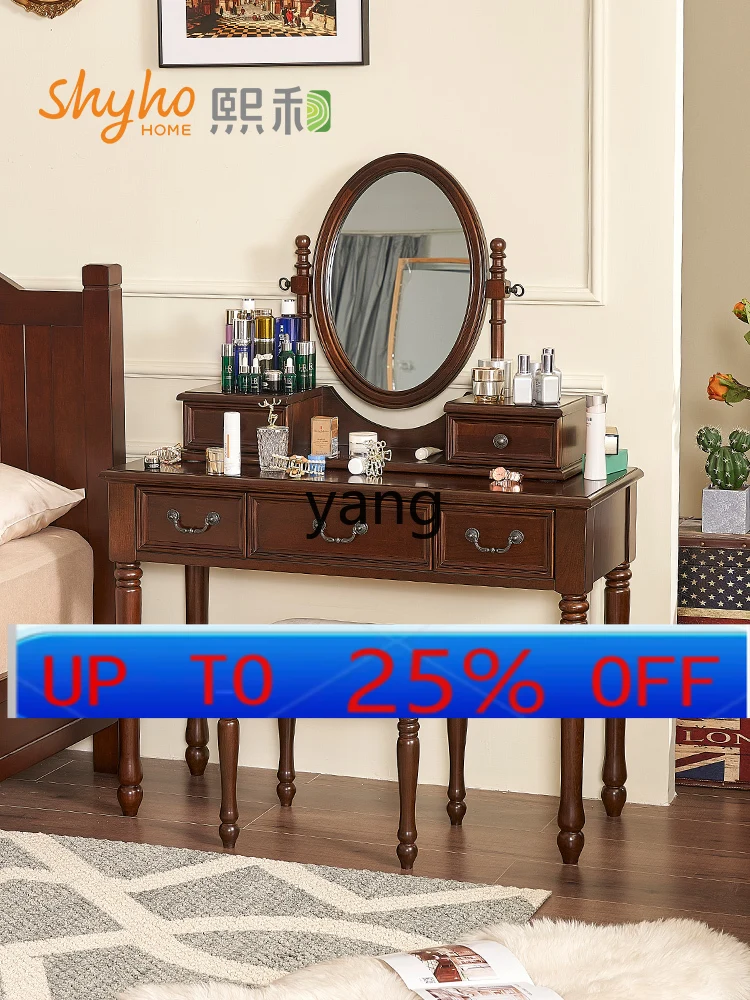 

LMM retro all-solid wood dresser bedroom modern simple small apartment makeup table furniture
