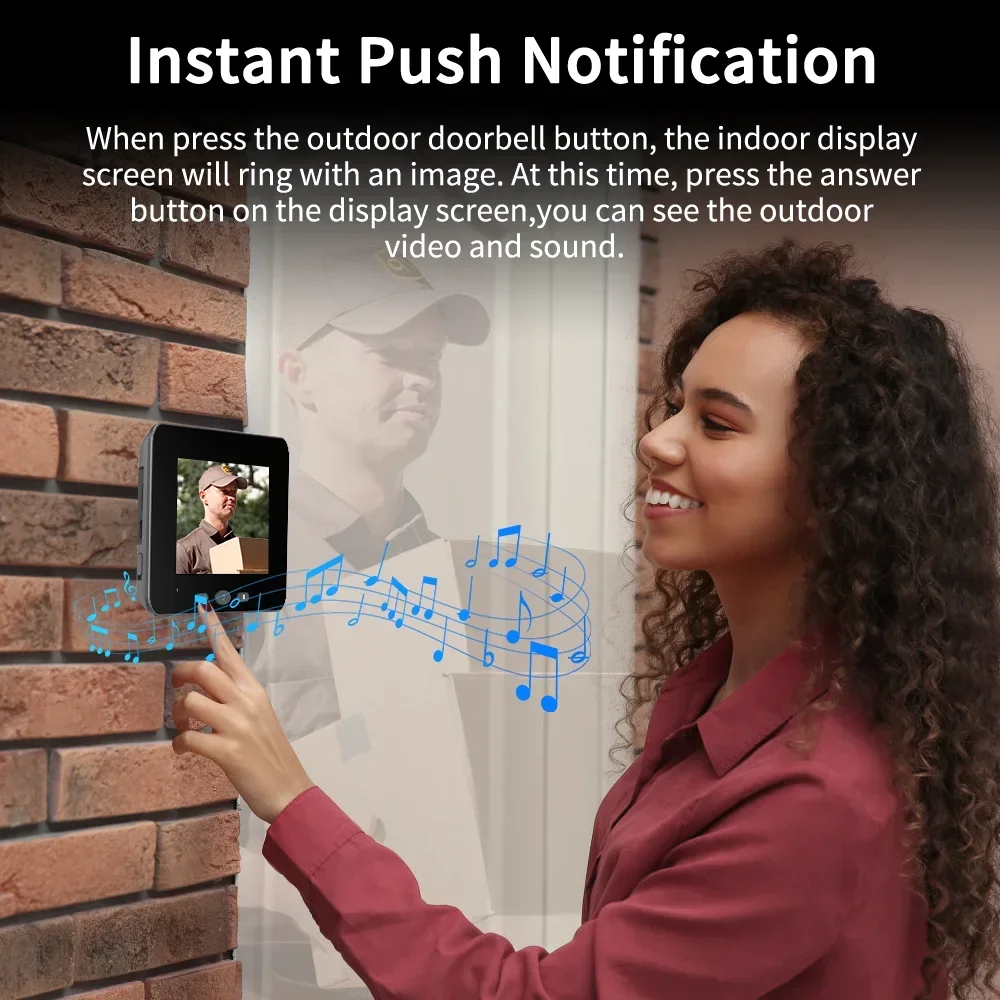 Extractme Tuya WIFI Video Doorbell Camera 1080P HD PIR Night Vision Motion Detection Peephole Camera Two Way Audio Door Viewer