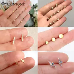 925 Sterling Silver Ear Needle star/moon/heart/geometric Stud Earrings Simple Exquisite Piercing Small Earrings Fashion Jewelry