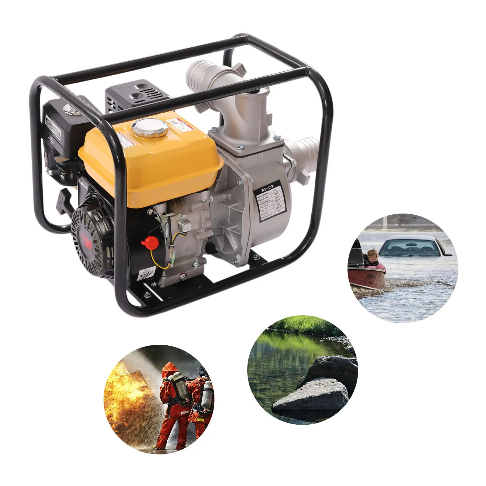 

Gasoline Engine Water Pump, 3 inch 7.5HP 4-Stroke 210CC Gas Powered Trash Water Transfer Pump High Pressure for Irrigation Pool