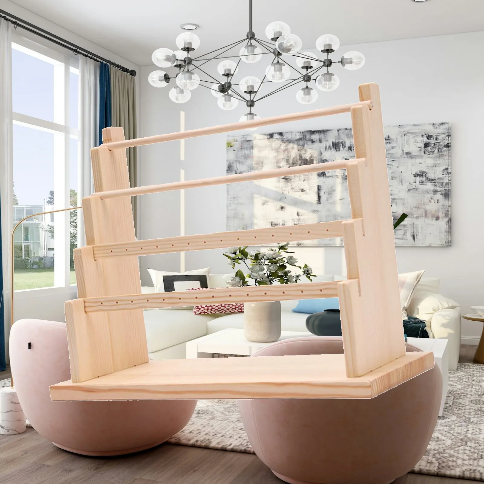 Multi Tier Wood Jewelry Stand Earring Holder Bracelet Display Rack Necklace Organizer Watch Showcase for Boutique Store