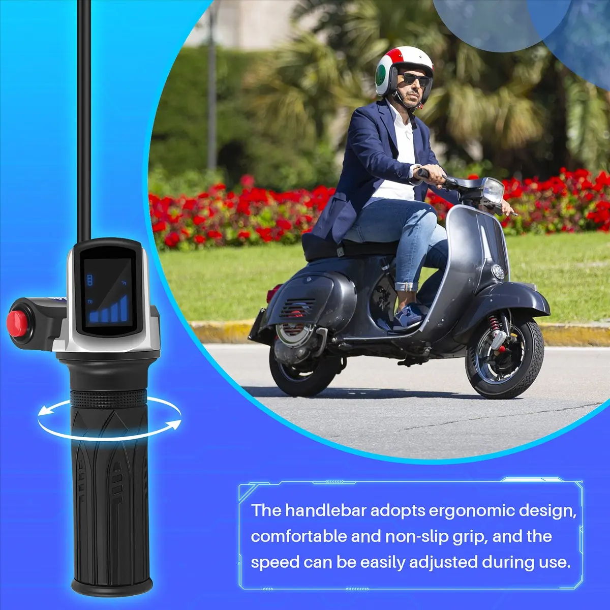 

AD10 48V Electric Bicycle Scooter Speed Throttle Grip LCD Display with Switch EBike Twist Throttle Accelerator Handlebar Grip