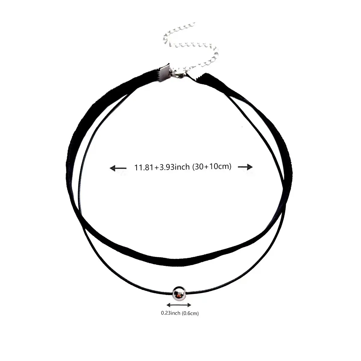 Einfacher, süßer und cooler Punk-Samtgurt, doppellagige Edelstahlperlen, schwarzes Choker-Halsband, Halsgurt und Halskette für Damen – Detail 4