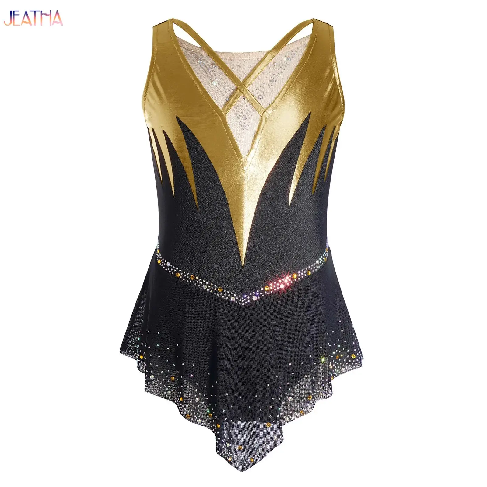 

Kids Girls Rhythmic Gymnastics Figure Skating Bodysuit Tops Dress Ballet Jersey Leotard Competition Performance Costume Clothes