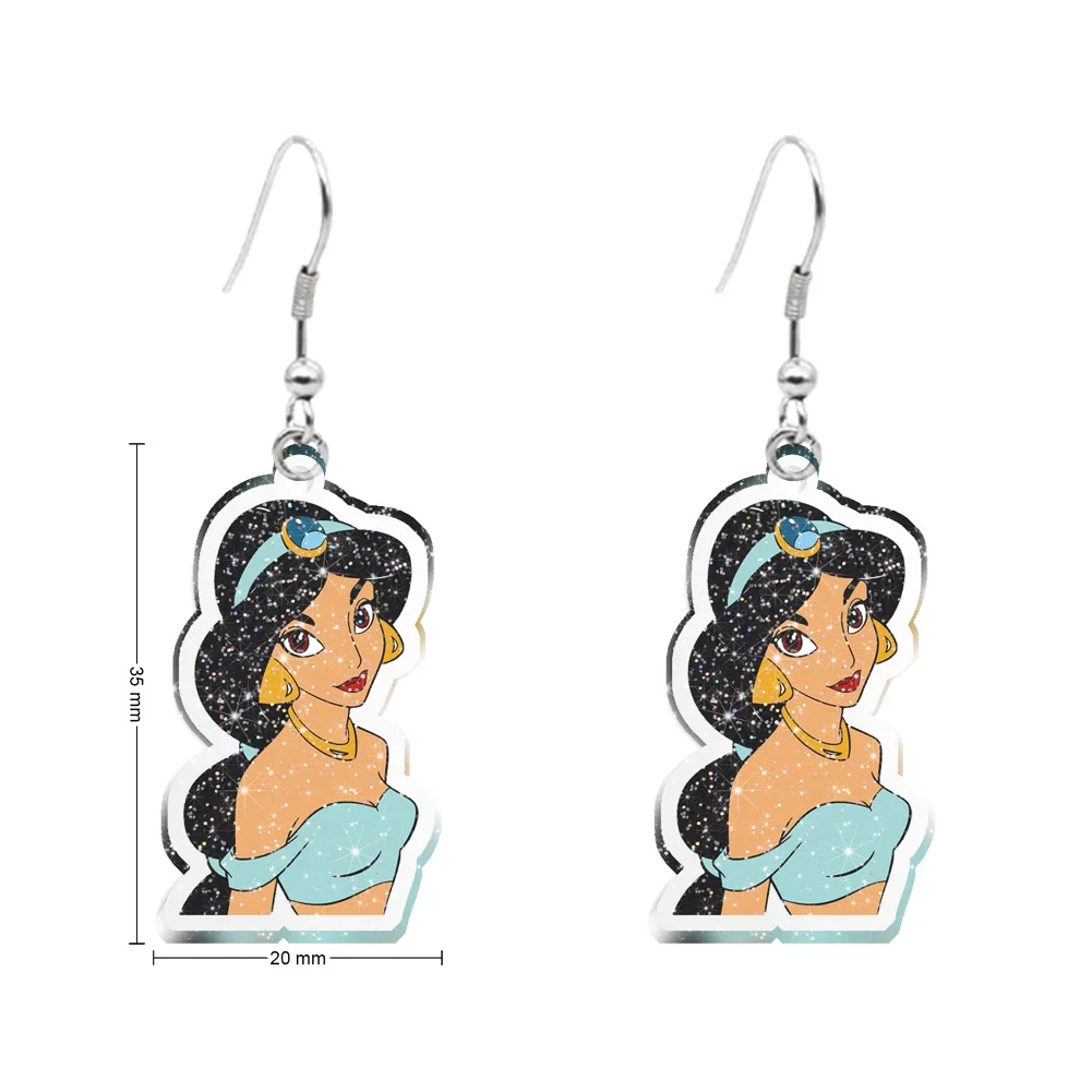 

Disney Jasmine Princess Aladdin Clear Glitter Resin Acrylic Drop Earrings for Women Children Party Holiday Jewelry Decoration