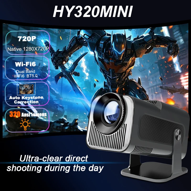 

HY320Мини Портативный Новый Портативный 720P Android11 Allwinner H713 4K Проектор 320ANSI Wifi6 BT5.0 Кино Открытый Вращающийся проектор