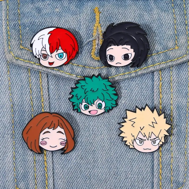 Pins Custom deku Todoroki Shoto URARAKA Katsuki Brooches Lapel Badges Cartoon Jewelry Gift for Kids Friends Hero Academia Enamel