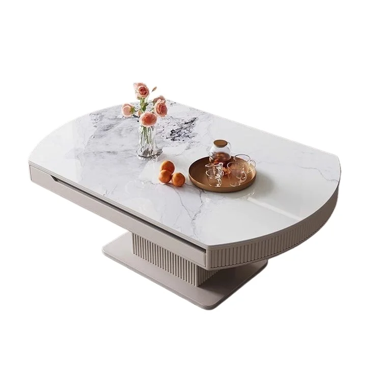 

Multifunctional solid wood dining table with heating lift coffee table dual-purpose modern luxury telescopic