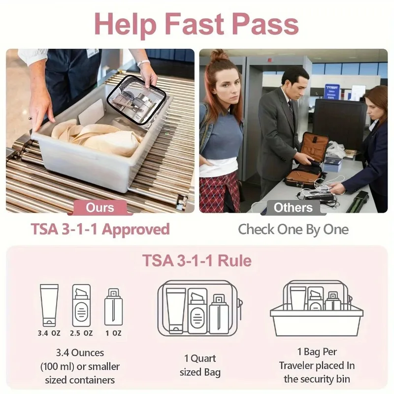 حقيبة تخزين للسفر ذات سعة كبيرة، حقيبة مستحضرات تجميل محمولة، سحاب شفاف، حقيبة تخزين مستحضرات التجميل Para Maquillaje