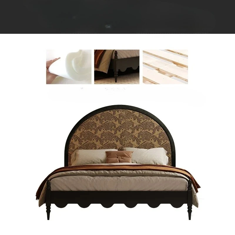 Retro Solid Wood Bed 1 M 8 Master Bedroom High-End Elegant Double Mid-Ancient Soft Pack Bed