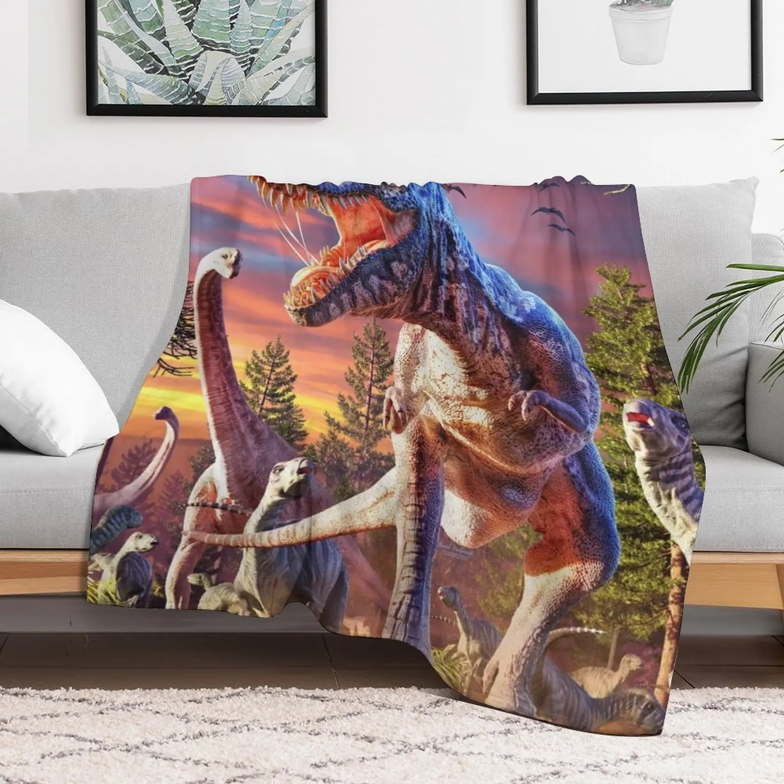 T-Rex_Attack Throw Blanket Polar Vintage Heavy Blankets