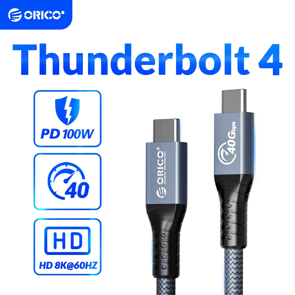 ORICO Thunderbolt 4 Cable 0.3M 8K60Hz USB4 40Gbps PD100W for iPhone15/PS5/PSSD