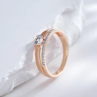 Kinel – bagues de luxe en Zircon naturel pour femmes, or Rose 585, argent, réglage mixte, Design mince, bijoux de mariage quotidiens pour mariée 4