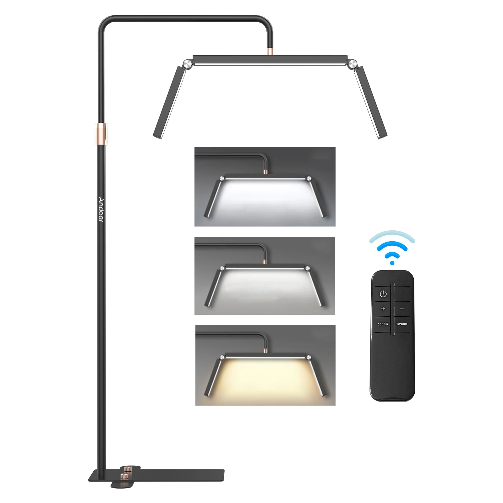 Andoer HD-M9X 40W LED-Bodenleuchte, faltbare Videoleuchte, Beauty-Bodenleuchte, Mondlampe, 3200K-5600K dimmbar, Streaming-Nachttischlampe