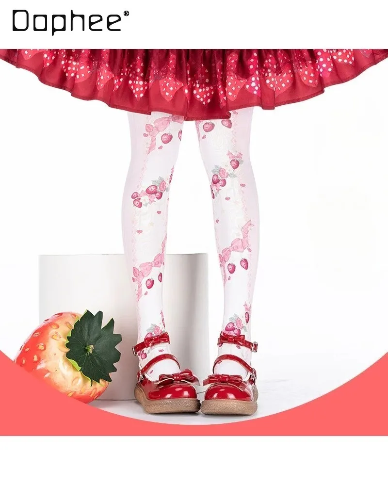 2026 Autumn Original Japanese Sweet Cute Girl Lolita Print Knee-length Stockings Kawaii Princess Versatile Knee High Long Socks