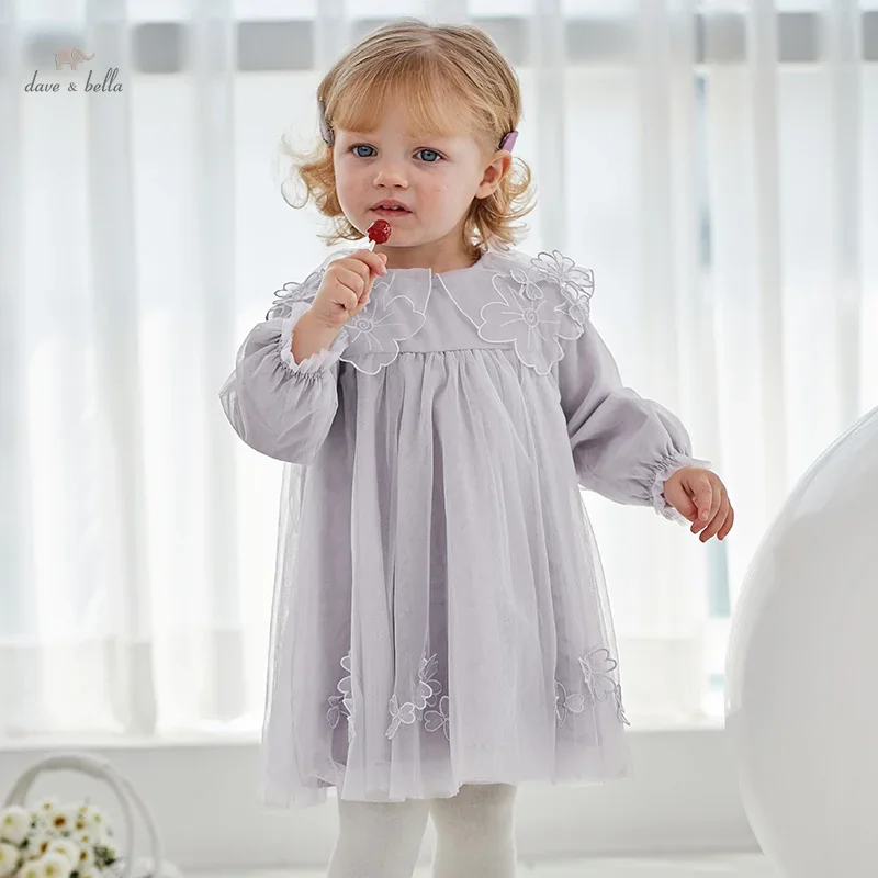 Dave Bella Princess Dress for Girls Children Baby 2024 New Spring Charm Sweet Classy Lovely Mesh Fashion Party Outdoor DB1247795