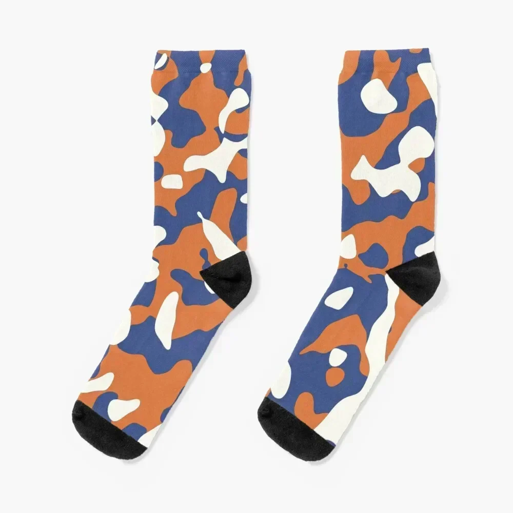 

Modern Blue And Orange Camo Camouflage Socks cool anime short japanese fashion Socks For Girls Men's