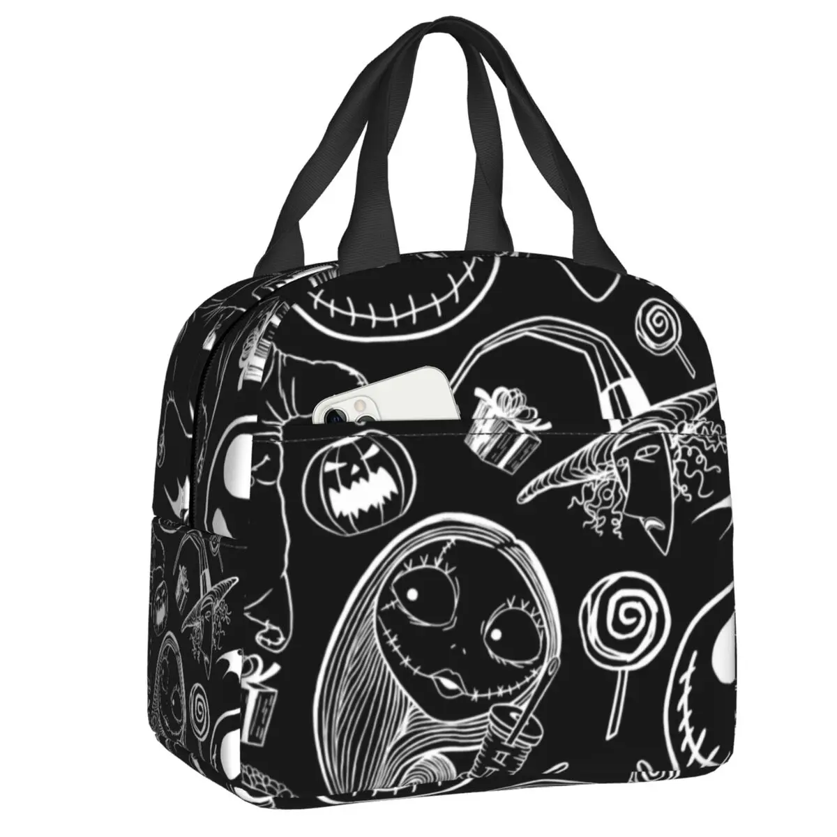 مخصص هالوين الكرتون الجمجمة جاك Skellingtons معزول أكياس الغداء ل تيم بيرتون عيد الميلاد فيلم الرعب صندوق قابل لإعادة الاستخدام #1