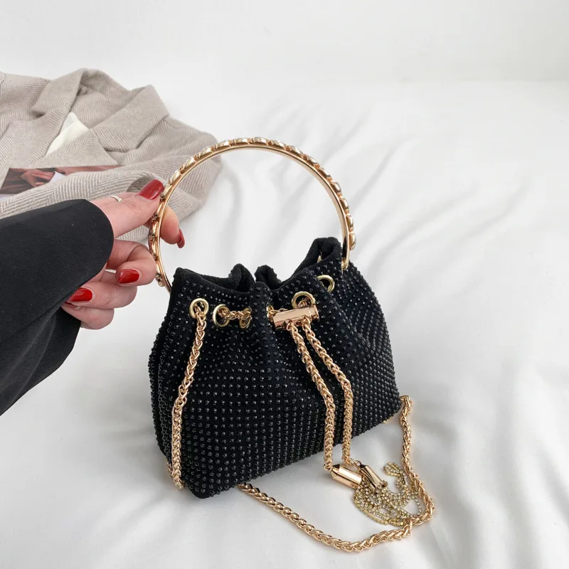 Luxury Diamonds Designer Party Handbag 2023 Tassel Chain Evening Clutch Bag Diamond Bucket Shoulder Bags Purses And Handbag