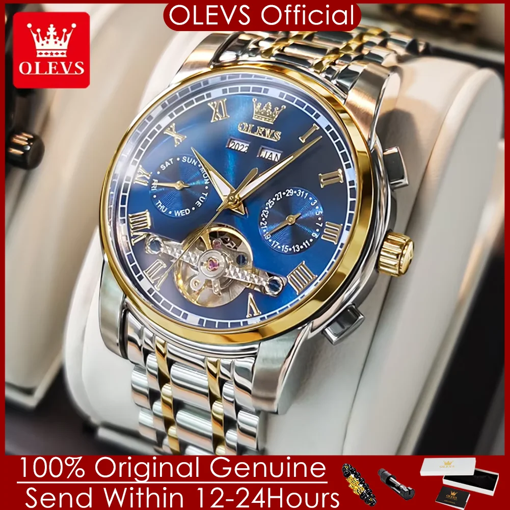 

Мужские автоматические механические часы-скелетоны с календарём