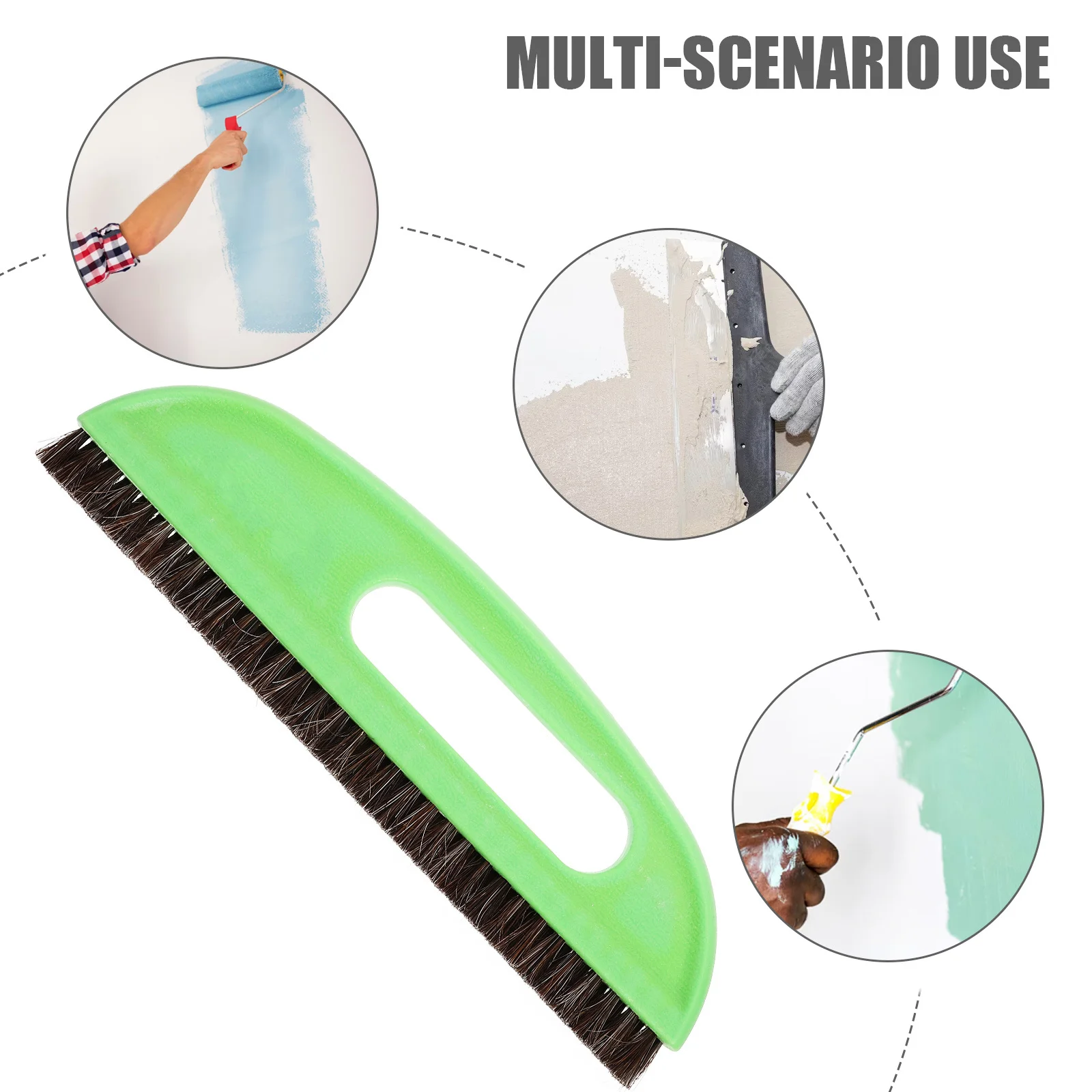 녹색 벽지 붓, 긴 솔모, 말털, 매끄러운 도포를 위한 전문가급 건축용 도구